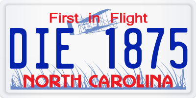 NC license plate DIE1875