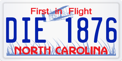 NC license plate DIE1876