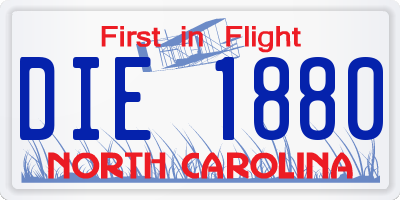 NC license plate DIE1880