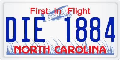 NC license plate DIE1884