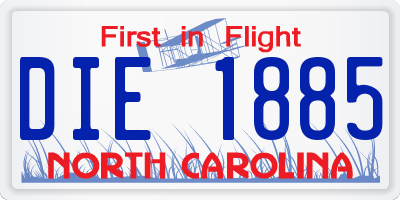NC license plate DIE1885