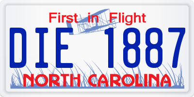 NC license plate DIE1887