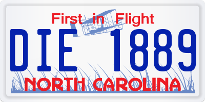 NC license plate DIE1889