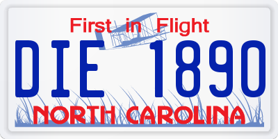NC license plate DIE1890