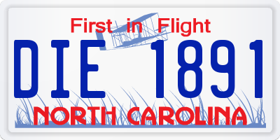 NC license plate DIE1891