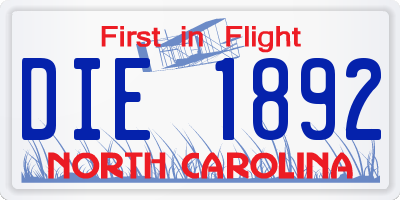 NC license plate DIE1892