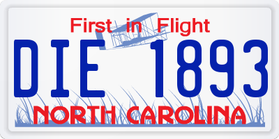 NC license plate DIE1893