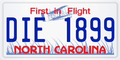 NC license plate DIE1899
