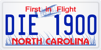 NC license plate DIE1900