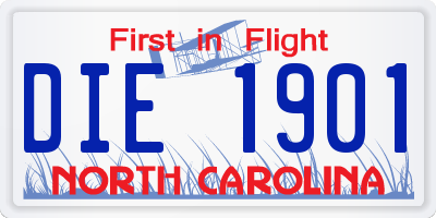 NC license plate DIE1901