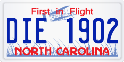 NC license plate DIE1902