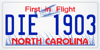 NC license plate DIE1903