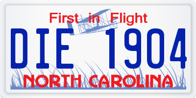 NC license plate DIE1904