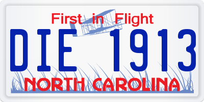 NC license plate DIE1913