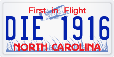 NC license plate DIE1916