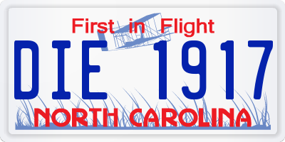 NC license plate DIE1917