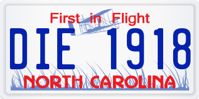 NC license plate DIE1918