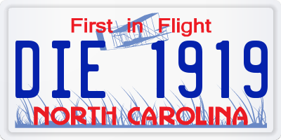 NC license plate DIE1919