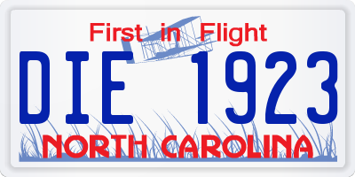 NC license plate DIE1923