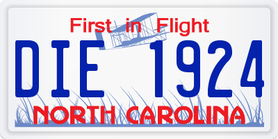NC license plate DIE1924