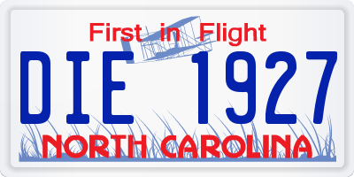 NC license plate DIE1927