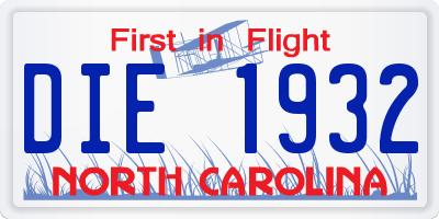 NC license plate DIE1932
