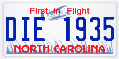 NC license plate DIE1935