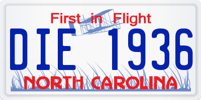 NC license plate DIE1936