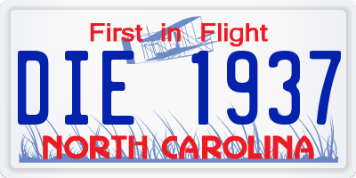 NC license plate DIE1937