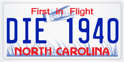NC license plate DIE1940