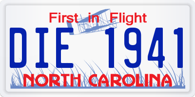 NC license plate DIE1941