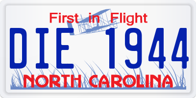 NC license plate DIE1944