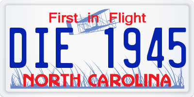 NC license plate DIE1945