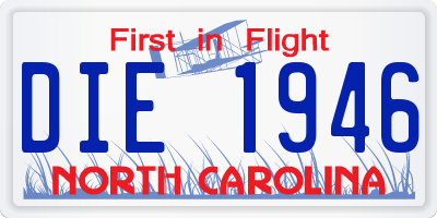 NC license plate DIE1946