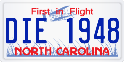 NC license plate DIE1948