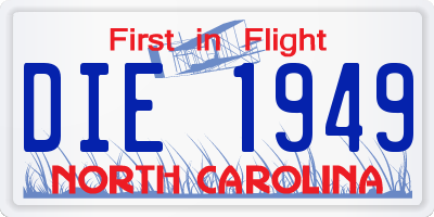 NC license plate DIE1949