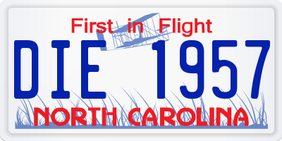 NC license plate DIE1957