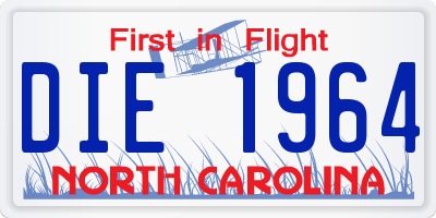 NC license plate DIE1964