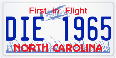 NC license plate DIE1965