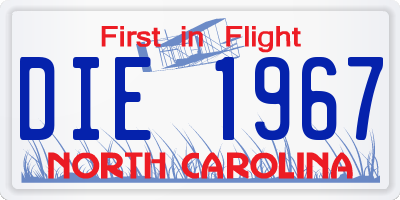NC license plate DIE1967