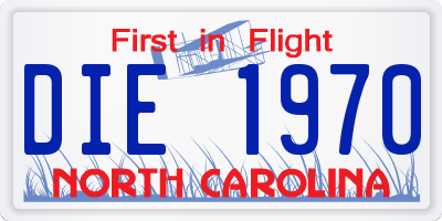 NC license plate DIE1970