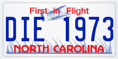 NC license plate DIE1973