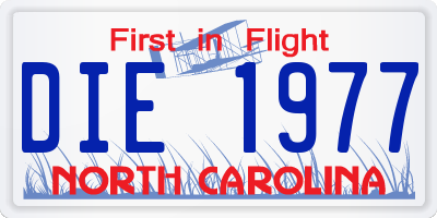 NC license plate DIE1977