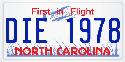 NC license plate DIE1978