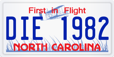 NC license plate DIE1982