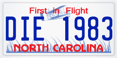 NC license plate DIE1983