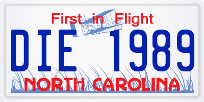 NC license plate DIE1989