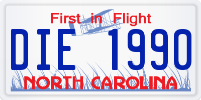 NC license plate DIE1990