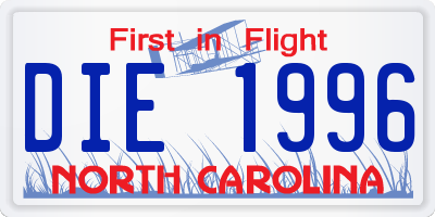 NC license plate DIE1996