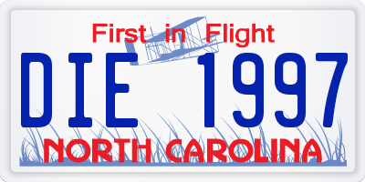 NC license plate DIE1997